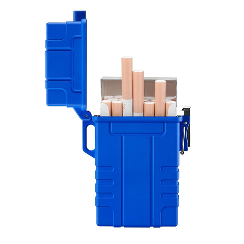 Skywin Waterproof Cigarette Case with Lighter - Airtight Dry Box for Cigarettes, Great for Outdoor Adventures (Blue)