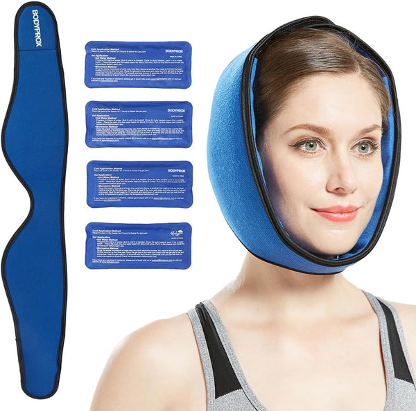 Bodyprox Face Ice Pack for Jaw, Head and Chin, Adjustable Hot and Cold Wrap for Wisdom Teeth and TMJ Pain Relief