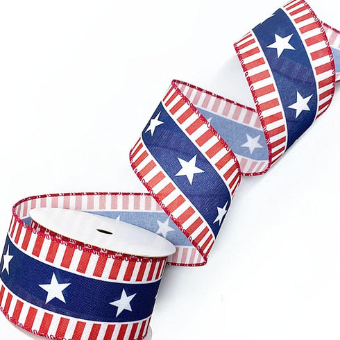 Hying 4th of July Ribbons, 2.5" X 10 Yards Patriotic Wired Edge Ribbons for Gift Wrapping Memorial Day