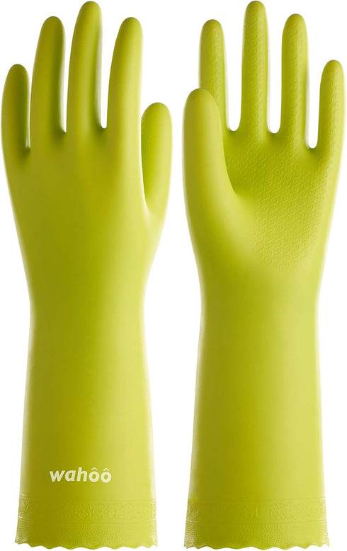 LANON Skin-Friendly Cleaning Gloves, Dishwashing Kitchen Gloves with Cotton Liner, Reusable, Non-Slip, Small
