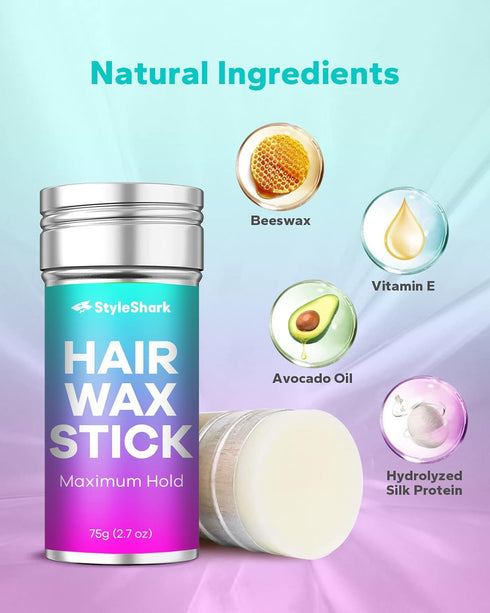 StyleShark Non-Greasy Hair Wax Stick 2.7 oz for Styling Flyaways and Frizz, Edge Control on Wigs and Hair