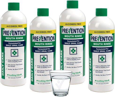 Prevention Daily Care Alcohol Free Hydrogen Peroxide Mouthwash, Oral Rinse for Gum Care, Teeth Whitening, Bad Breath,