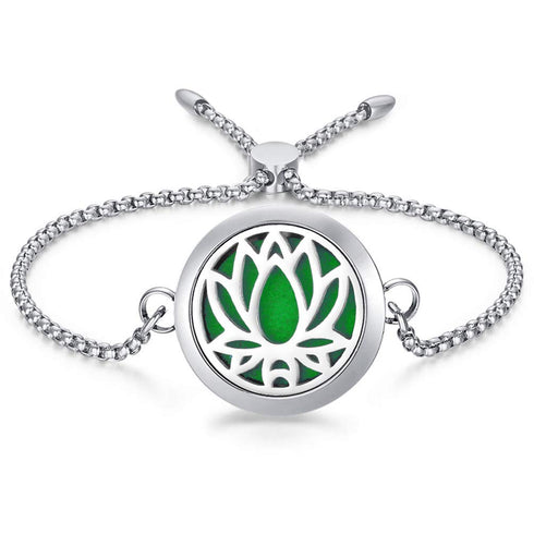 Popeoiuh Essential Oil Diffuser Bracelets for Women Aromatherapy Lotus Locket Bracelet Adjustable Jewelry
