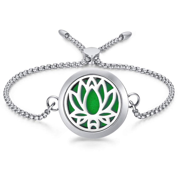Popeoiuh Essential Oil Diffuser Bracelets for Women Aromatherapy Lotus Locket Bracelet Adjustable Jewelry