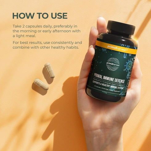 Primal Harvest Primal Immune Defense - 60 Capsules, 10-in-1 Immune Defense Supplement with Probiotics