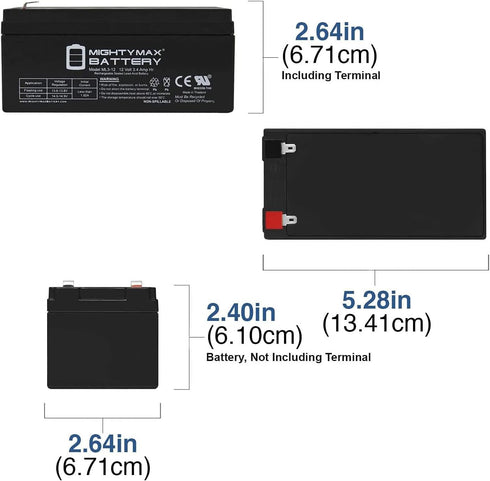 ML3-12 - 12 Volt 3 AH, F1 Terminal, Rechargeable SLA AGM Battery