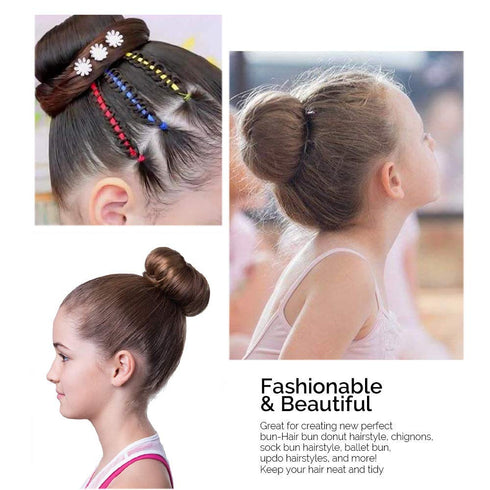 Kitjans 2PCS Large Hair Bun Maker, 3.5 Inch Black Ring Style Donut Shaper for Thick and Long Hair