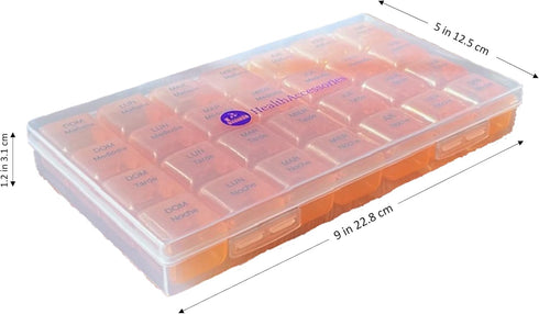 Healthaccessories 7 Spanish Day Four Times a Day Weekly Pill Planner Organizer - Large Compartment Pill Boxes Store