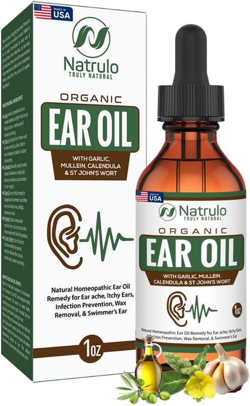 Organic Ear Oil for Ear Infection - Natural Eardrops for Pain, Swimmer's Ear & Wax Removal Remedy