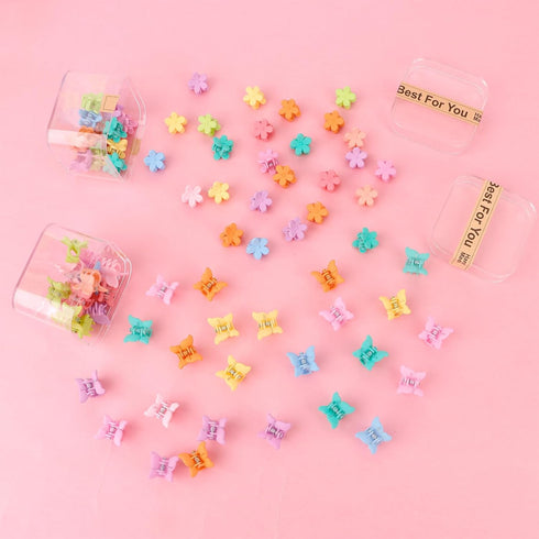 YISSION 80Pcs Mini Hair Clips - Small Flower & Tiny Butterfly Hair Accessories for Girls Women with Box, Random Pastel