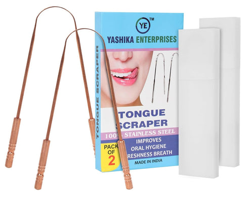 YAHIKA ENT Pure Copper Tongue Scraper for Adults, Tongue Scrubber for Bad
