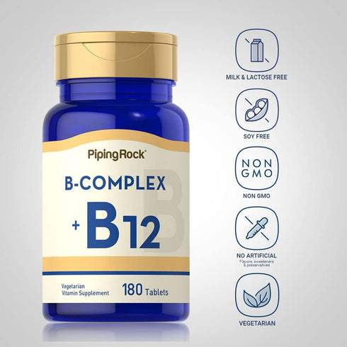 Piping Rock Vitamin B Complex, 180 Tablets, with B12, Vegetarian, Non-GMO, Gluten Free