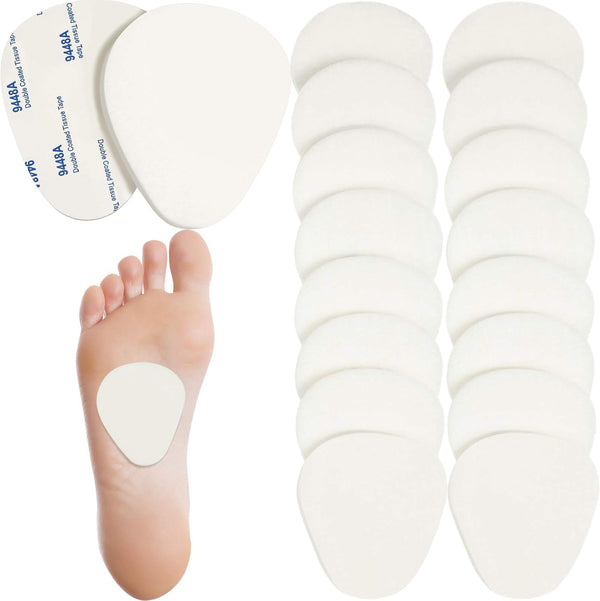 20 Pieces Metatarsal Felt Pads Foot Insert Pads for Pain Relief, Adhesive Foam Foot Pad (1/4 Inches Thick, White)