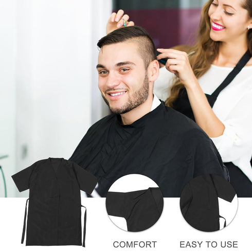 Lurrose Salon Client Gown Robes - Kimono Style Hair Cutting Smock for Clients, Black
