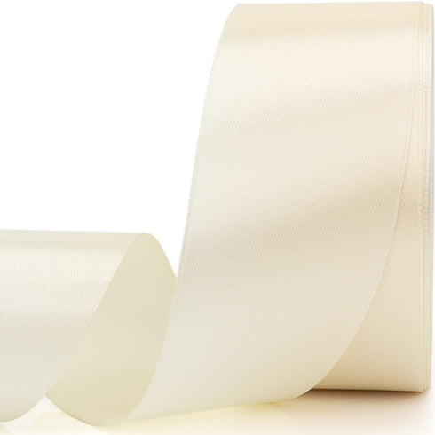 25 Yards Rice White Satin Ribbon, 1-1/2 inches Wide for Wedding, Party, Gift Box Packaging