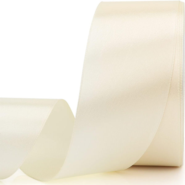 25 Yards Rice White Satin Ribbon, 1-1/2 inches Wide for Wedding, Party, Gift Box Packaging