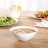 Restaurantware Moderna 6 Ounce Plastic Bowls, 20 Durable Disposable Salad Bowls, Gold-Rimmed Heavy-Duty White