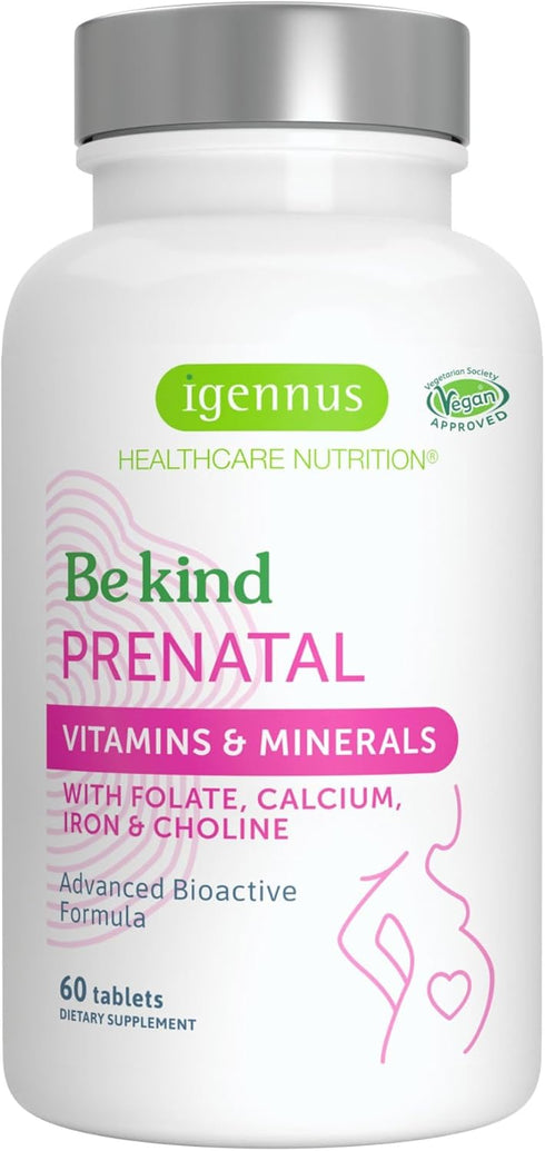 High Absorption Methylated Prenatal Multivitamin - 60 Tablets, Folate for MTHFR, Clean Label, Gentle Iron, Vegan