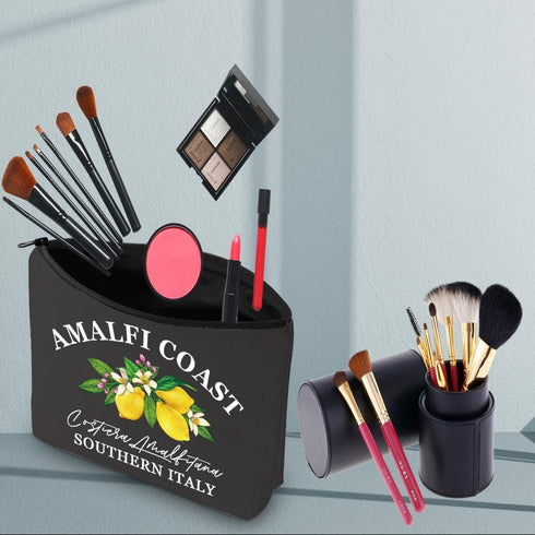 Italy traveler Makeup Bag Girls Amalfi Coast Trip Gift Southern Italy Cosmetic Bag Italian Lemon Tree Gift (Southern Italy B)