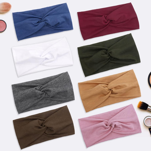 Tobeffect Headbands for Women, Non Slip Turban Headband, Boho Wide Hair Wraps Accessories, 8 Pack Solid Colors