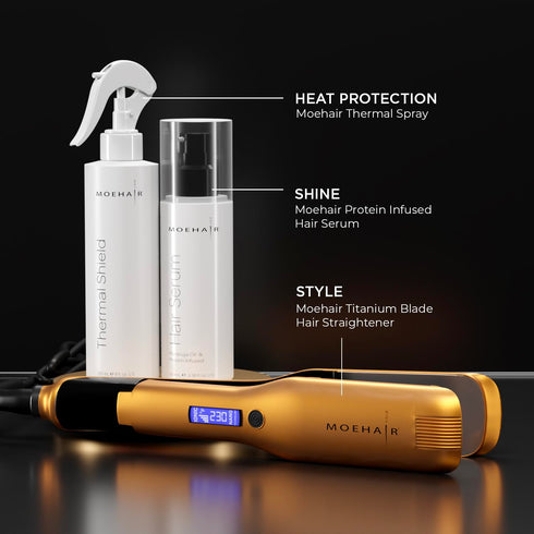 MOEHAIR Heat Protection Spray for Hair (8 Fl Oz) | Natural Oil-rich Ingredients | Strong, Shiny, Anti-frizz Hair