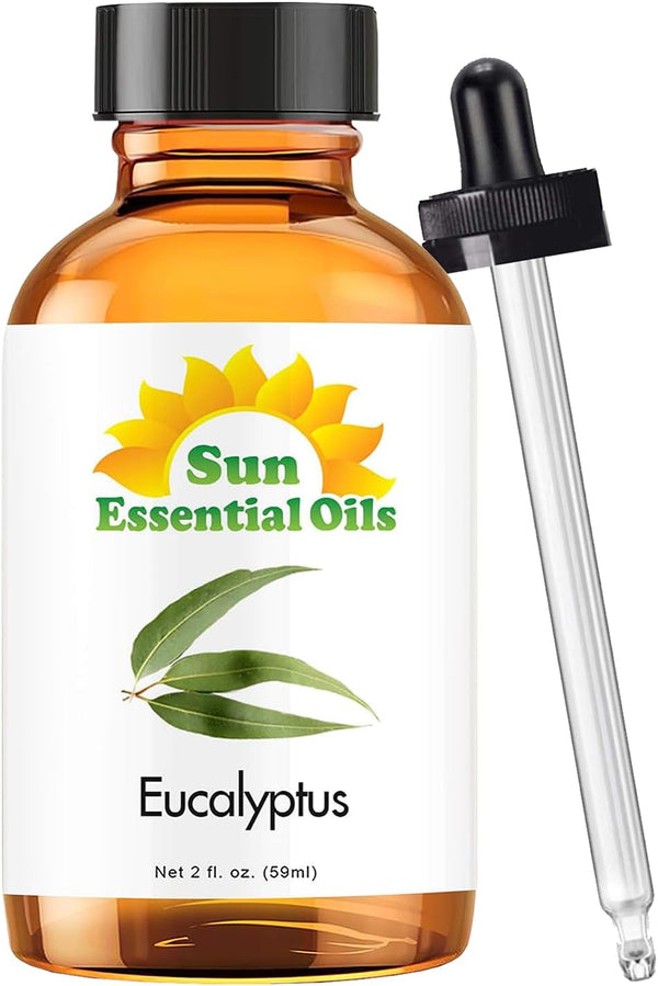 Sun Essentials Oils, 2 oz Eucalyptus Essential Oil with Dropper for Diffuser, Skin