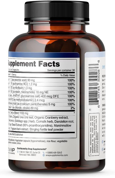 Snap Supplements Kidney Health Support, Natural Kidney Cleanse Detox & Repair Formula (60 Capsules)