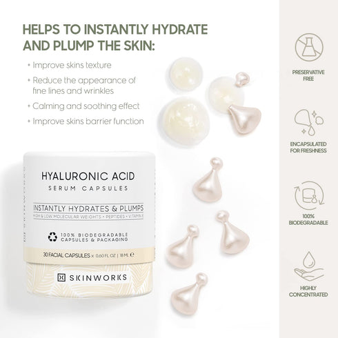 Hyaluronic Acid Serum for Face, Anti Aging Serum for Fine Lines & Wrinkles, 30 Capsules