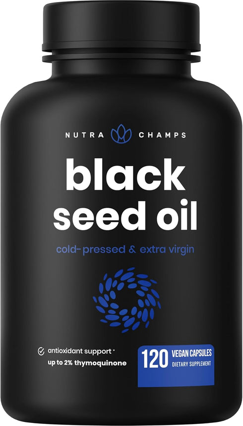 NutraChamps Organic Black Cumin Seed Oil Capsules, 120 Vegan Softgel, 1400mg, Cold Pressed