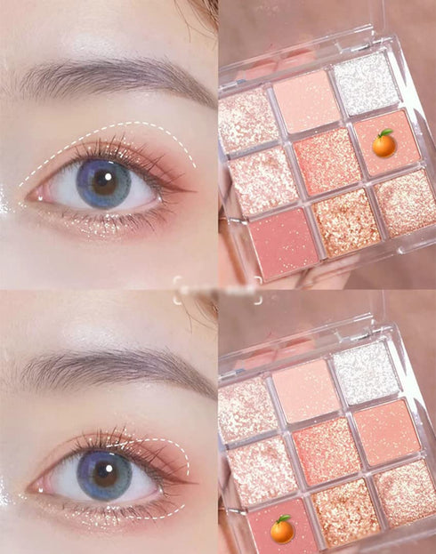 Kayswang 9 Colors Glitter Eyeshadow Palette, Matte High Pigment Color Cream Texture Natural Eye Shadow Powder (Pink)