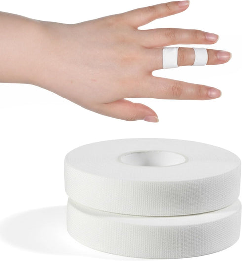 Thinp 2 Pcs White Athletic Tape, 0.5 Inch X 32.8 Ft/Roll Strong Adhesive