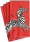 Caspari Zebras Paper Guest Towel Napkins in Red - Two Packs of