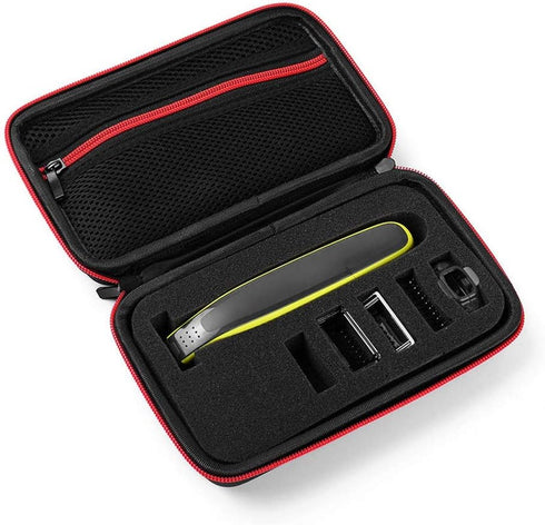 Nylon TPU Electric Shaver Storage Bag for Men Hair Shaving Tool, Organizer for QP2520/90/70 (Black Red)