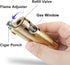 Cigar Torch Lighter with Punch, Butane Refillable, 2 Jet Flame, Windproof (Gold)