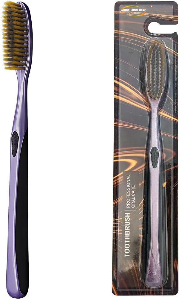 Huge Head Toothbrush - Extra Hard & Firm Large Long Head Whitening Teeth (Purple, 1 PCS)