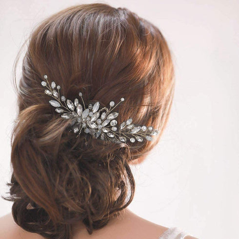Yean Wedding Hair Comb - Silver Rhinestones Opal Crystal Vintage Bridal Hair Clips Accessories for Brides and