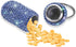 Portable Pill Case, Waterproof Pill Holder with Keychain, Bling Pill Box for Travel, Sky Blue