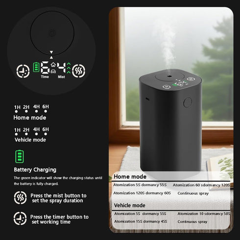 QIQIMARK 20mL (0.7oz) 4 4 Countdown Waterless Essential Oil Diffuser, Rechargeable Cordless Scent Diffuser Machine