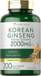 Carlyle Korean Ginseng Extract Capsules, 2000 mg, 200 Capsules, Non-GMO, Gluten Free Panax Ginseng Supplement