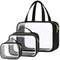 PACKISM Clear Toiletry Bags - 3 Pack Waterproof Clear Makeup Bags with Handle, Large Opening Travel Accessories, Black