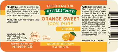 Nature's Truth Vitamins Essential Oil, Orange, 0.51 Fluid Ounce