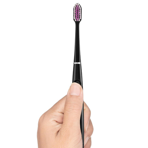 GUM Sonic Powered Toothbrush - Tapered Bristles Clean Below The Gumline, Bundle, Black, 1 Handle + 2 Refills
