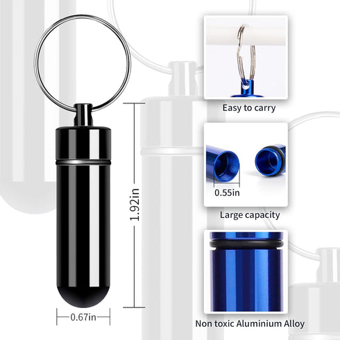 Small Travel Pill Container Holder Keychain - 7 Pack Portable Mini Waterproof Pill Case for Purse & Outdoor Travel