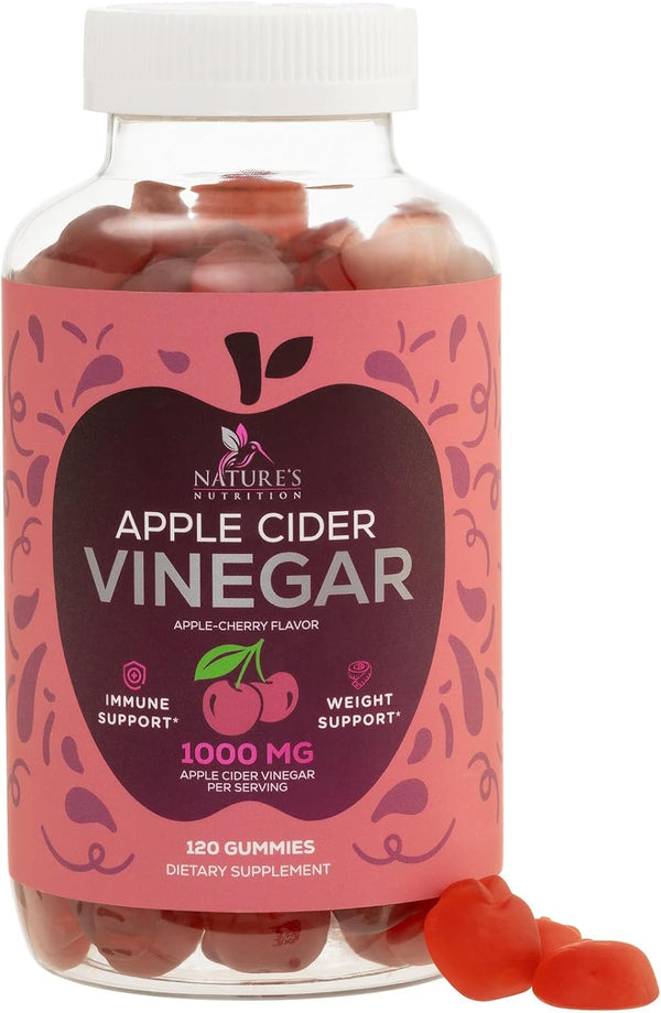 Vegan Apple Cider Vinegar Gummies | Max Strength 1000mg | Gelatin-Free, Vegan, Non-GMO, with Beet Root & B12