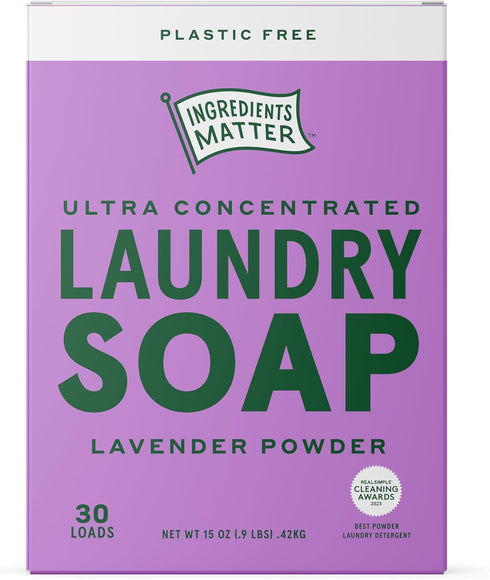 Ingredients Matter Powder Laundry Soap 15 oz: Lavender Scent, Hypoallergenic, Natural & Eco-Friendly