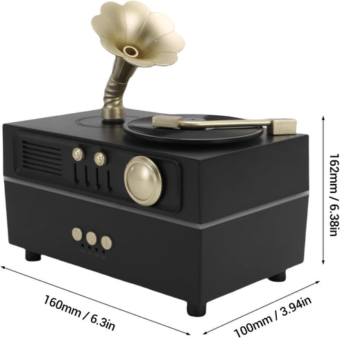 Retro Aromatherapy Humidifier, Unique USB Bluetooth Gramophone Style Vintage Oil Diffuser Cool Mist Machine for Home