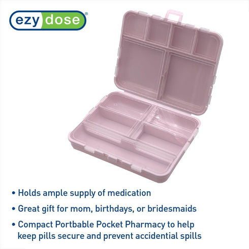 Ezy Dose Foldable Pill Case, Medicine Planner with 11 Individual Compartments, Travel Friendly Compact Pocket Pharmacy