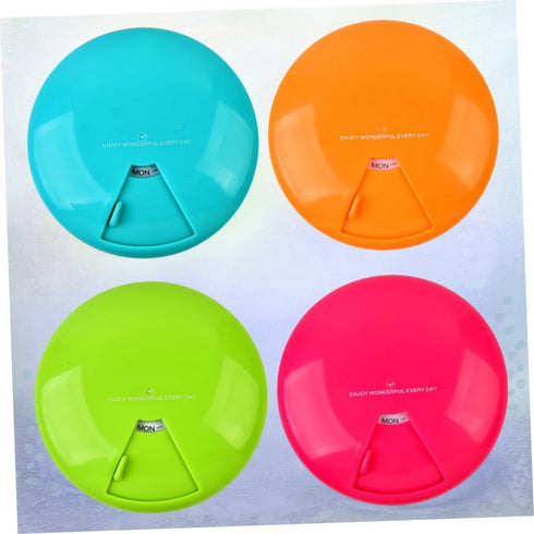Set 4PCS 7 Portable Weekly Pill Organizer Rotating Medicine Case Compartments for Travel and Home Use Multi-Functional