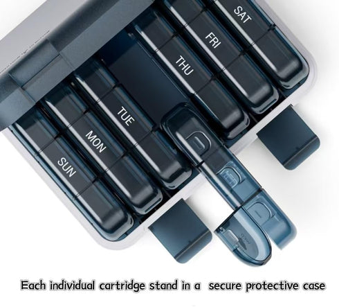 wowotaoo 7 3 Day Weekly Pill Organizer - Times a Day, Waterproof Travel Pill Box for Vitamins & Fish Oil