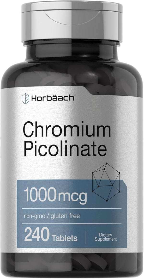 Chromium Picolinate 1000mcg | 240 Tablets | Non-GMO, Gluten Free Vegetarian Supplement